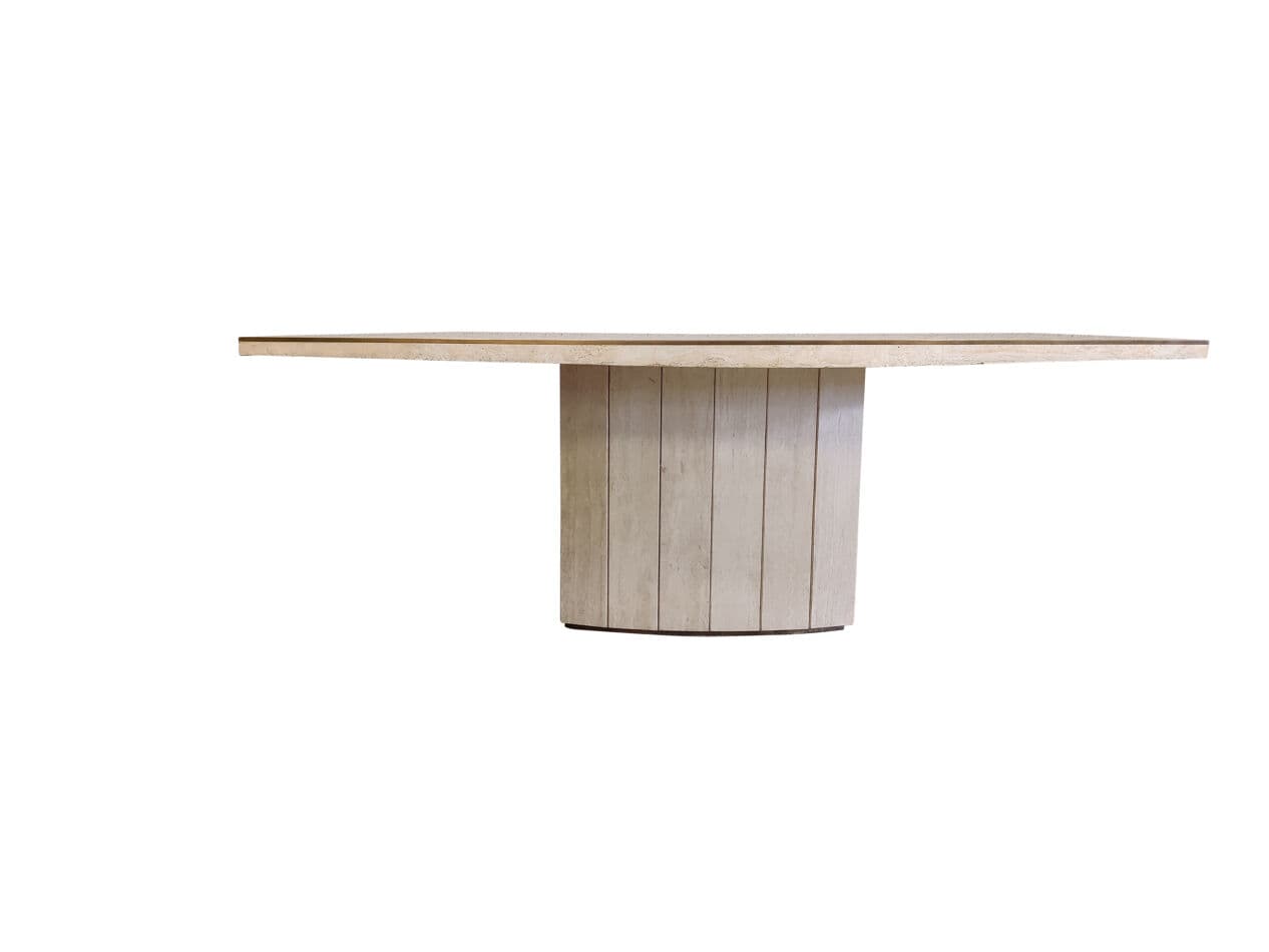 Stół jadalniany, beżowy, trawertyn, Francja, lata 70. - 268232