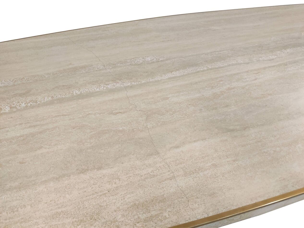 Stół jadalniany, beżowy, trawertyn, Francja, lata 70. - 268234