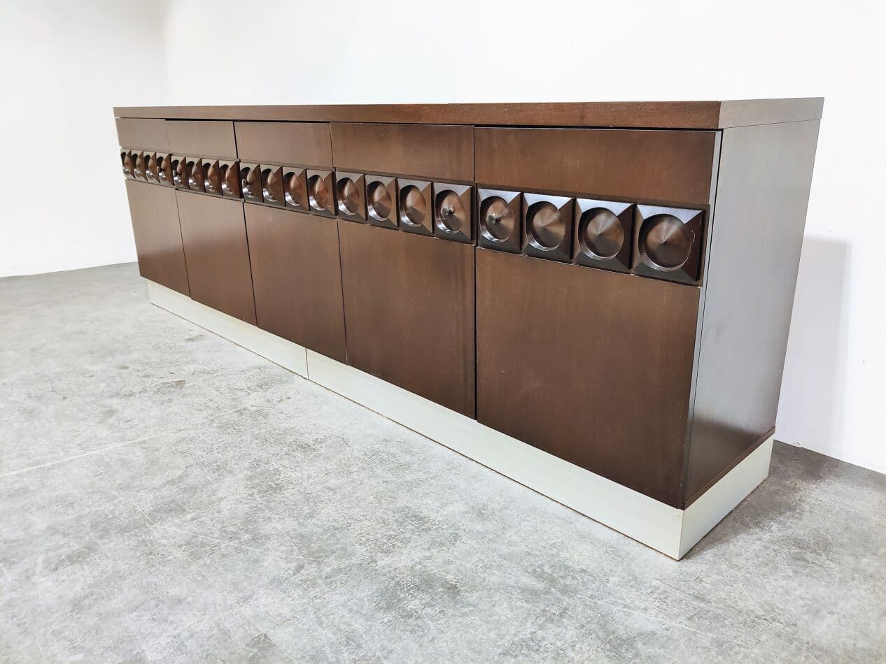 Komoda brutalistyczna, brązowy, drewno, Belgia, lata 70. - 268212