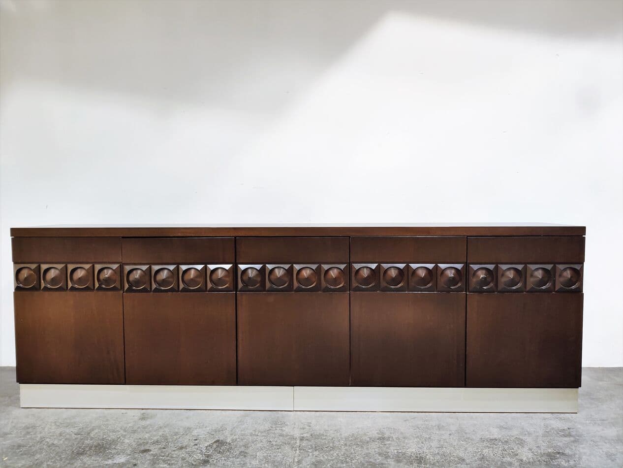 Komoda brutalistyczna, brązowy, drewno, Belgia, lata 70. - 268211