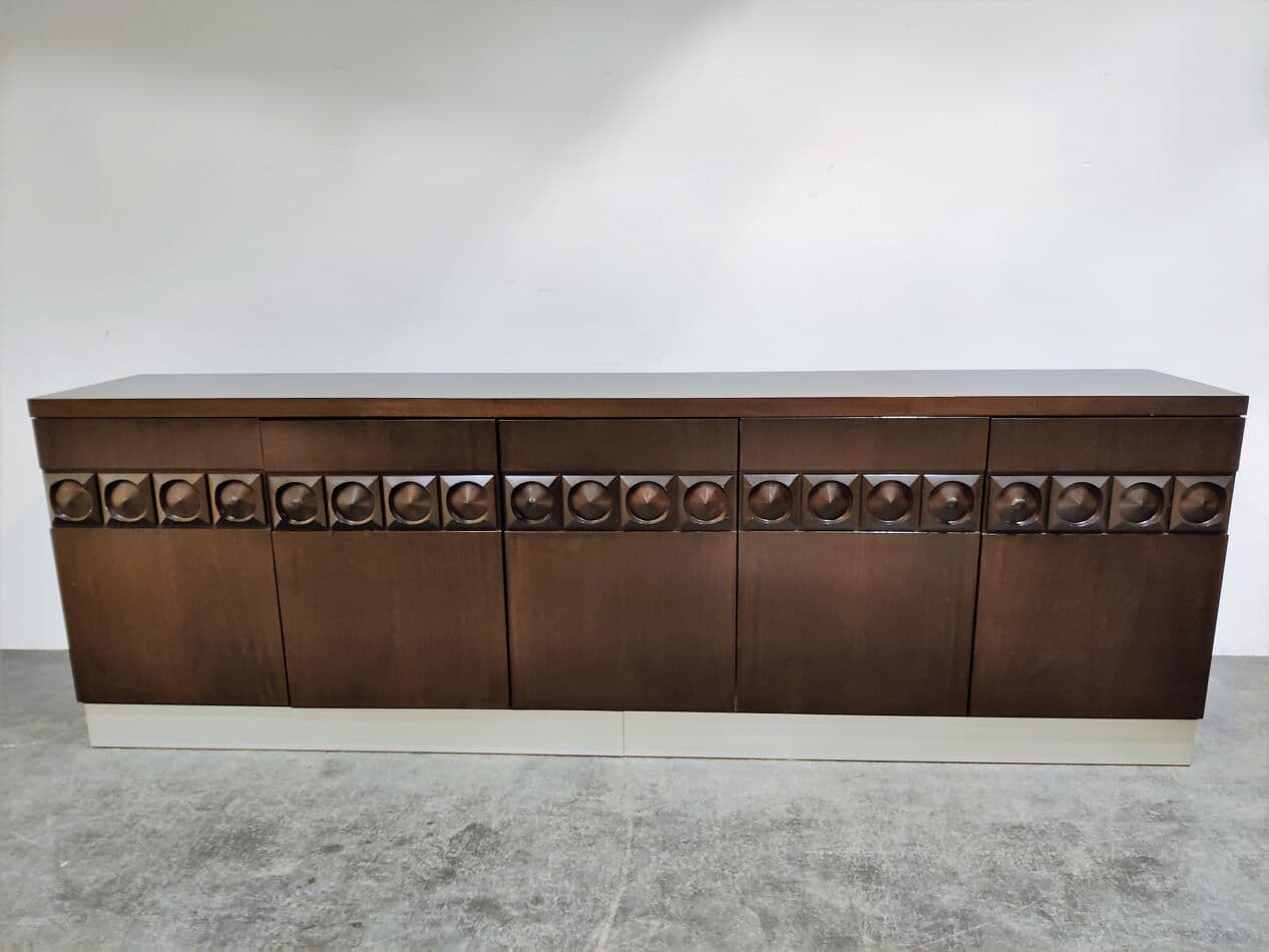 Komoda brutalistyczna, brązowy, drewno, Belgia, lata 70. - 268209