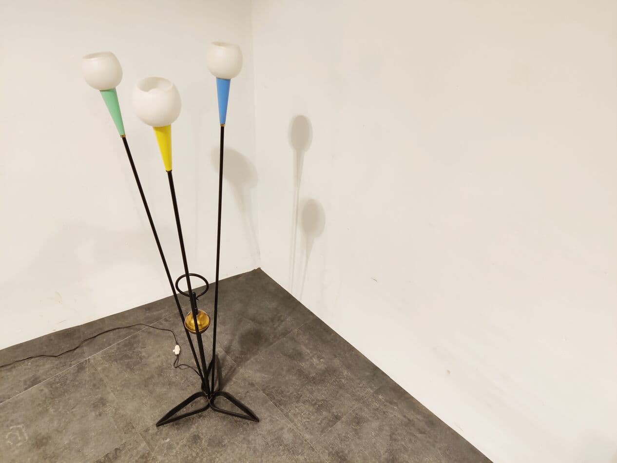 Lampa podłogowa, multikolor, metal, Belgia, lata 60. - 268176