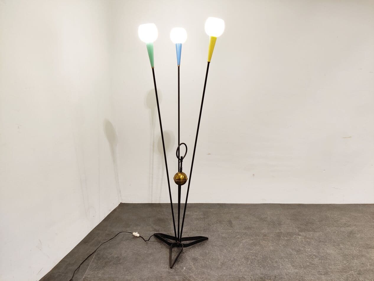 Lampa podłogowa, multikolor, metal, Belgia, lata 60. - 268175