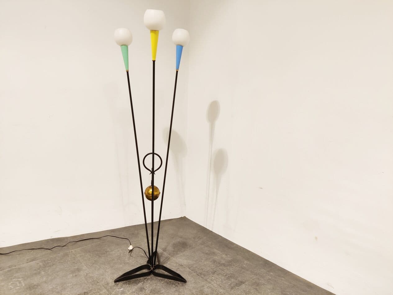 Lampa podłogowa, multikolor, metal, Belgia, lata 60. - 268184