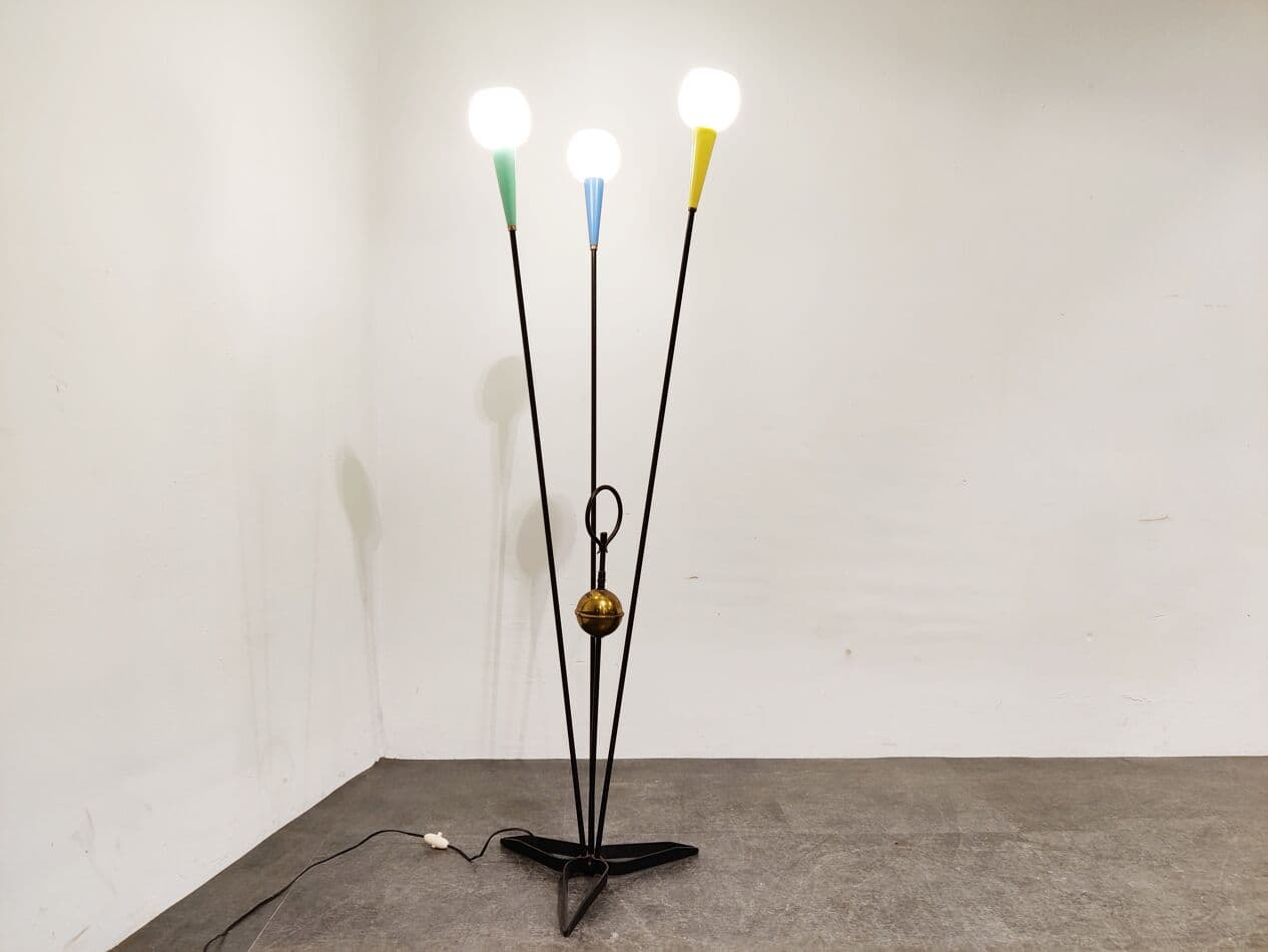 Lampa podłogowa, multikolor, metal, Belgia, lata 60. - 268178