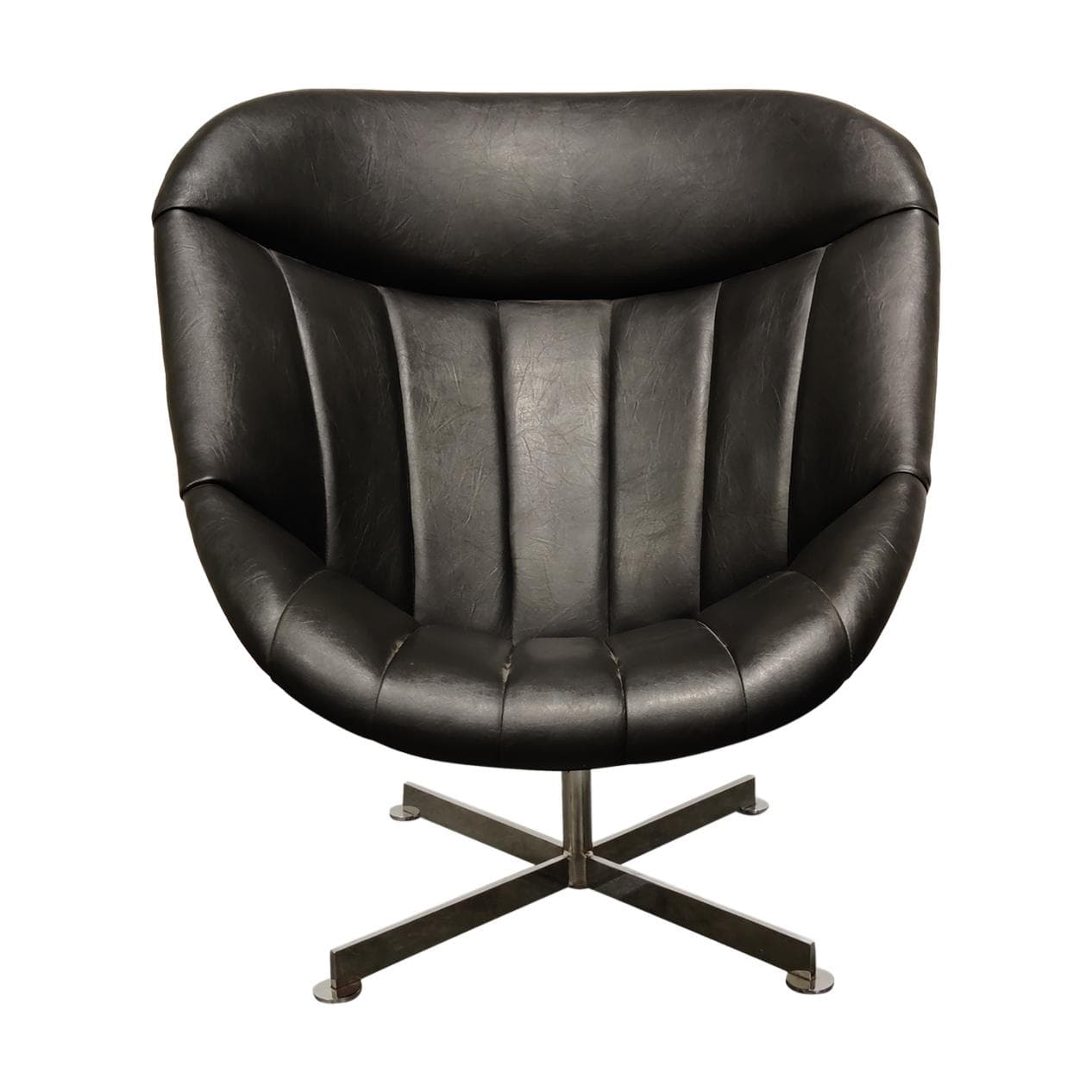 Fotel obrotowy, czarny, metal, proj. R. Wolf, Rohé Noordwolde, Holandia, lata 60.