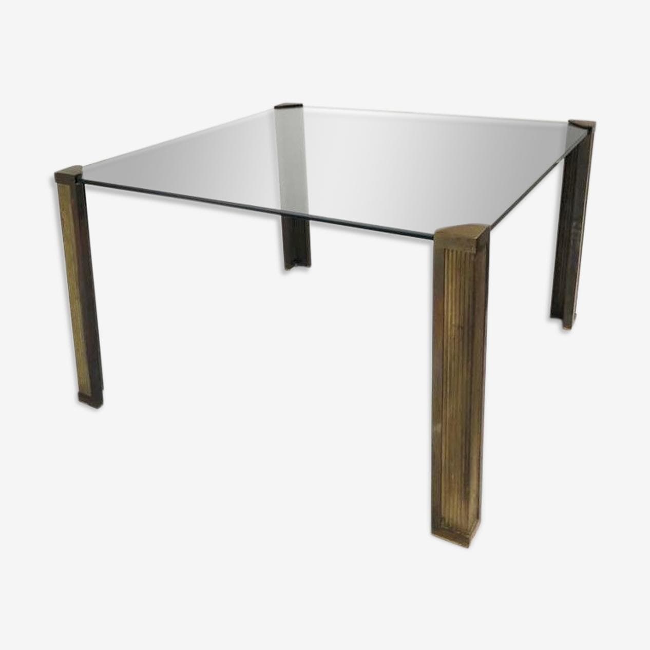 Stół jadalniany T14, szkło przezroczyste, brąz złoty, proj. P. Ghyczy, Niemcy, lata 70. - 268132
