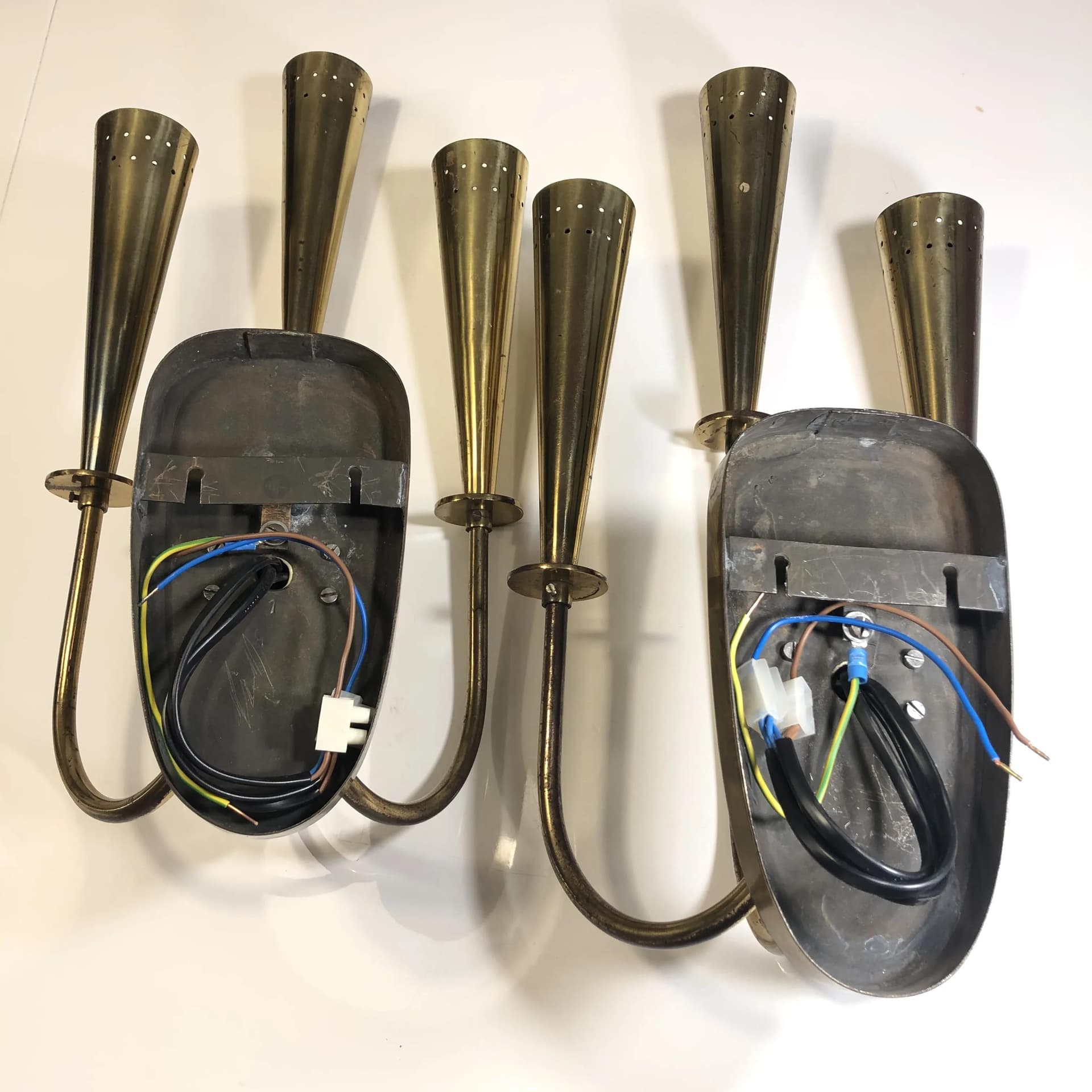 Para kinkietów Stilnovo, stal złocona, Niemcy, lata 60. - 19574