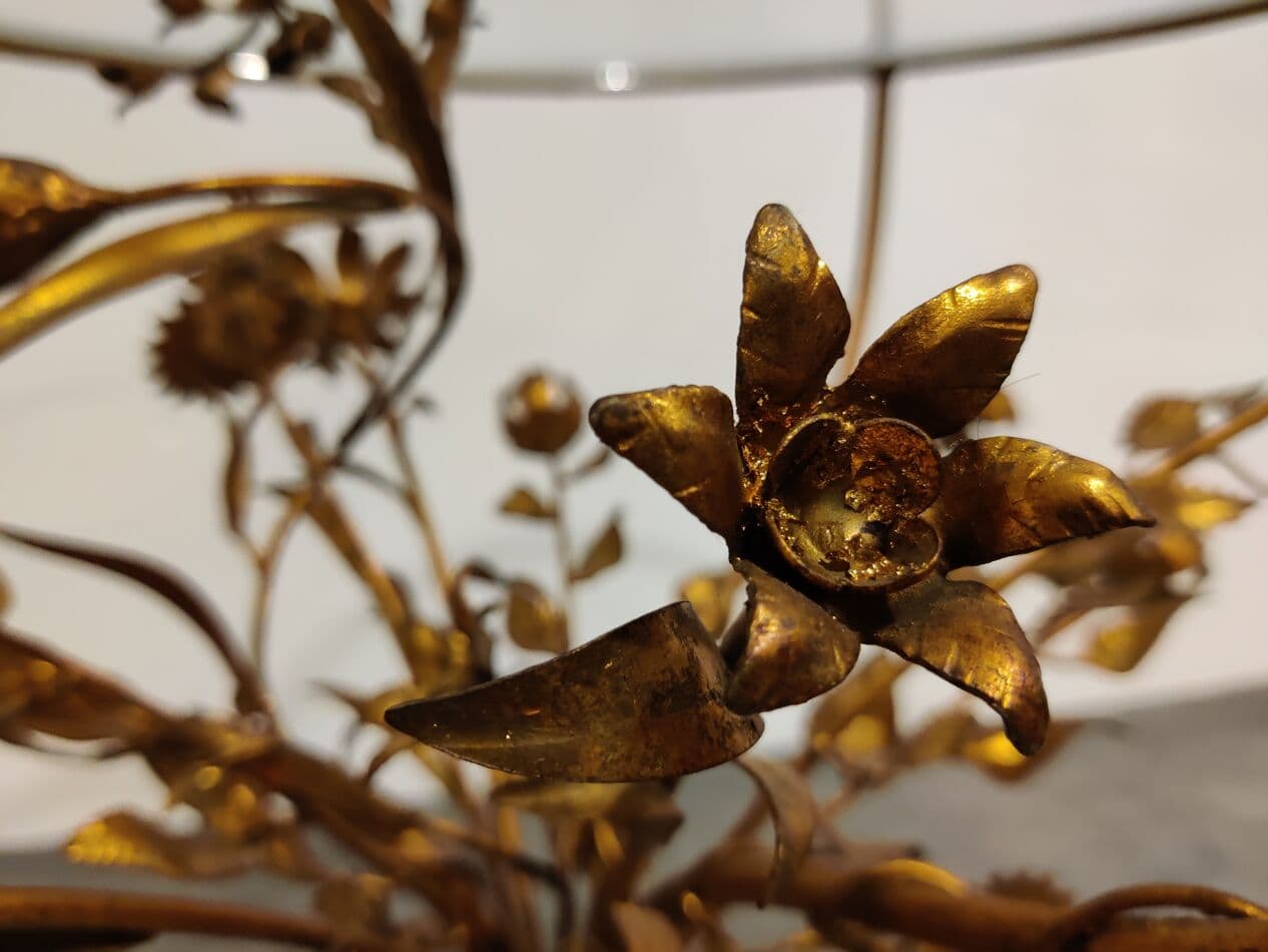 Stolik boczny kwiat, metal złoty, Włochy, lata 60. - 268110