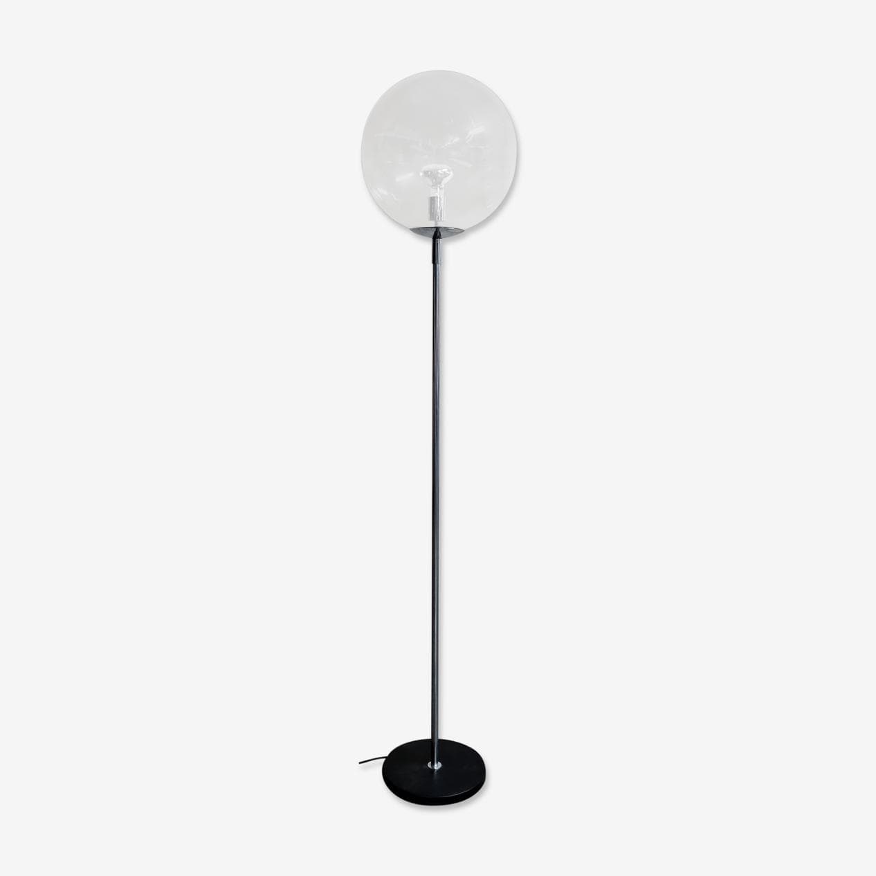 Lampa podłogowa, szare szkło, metal czarny, Holandia, lata 70. - 268056