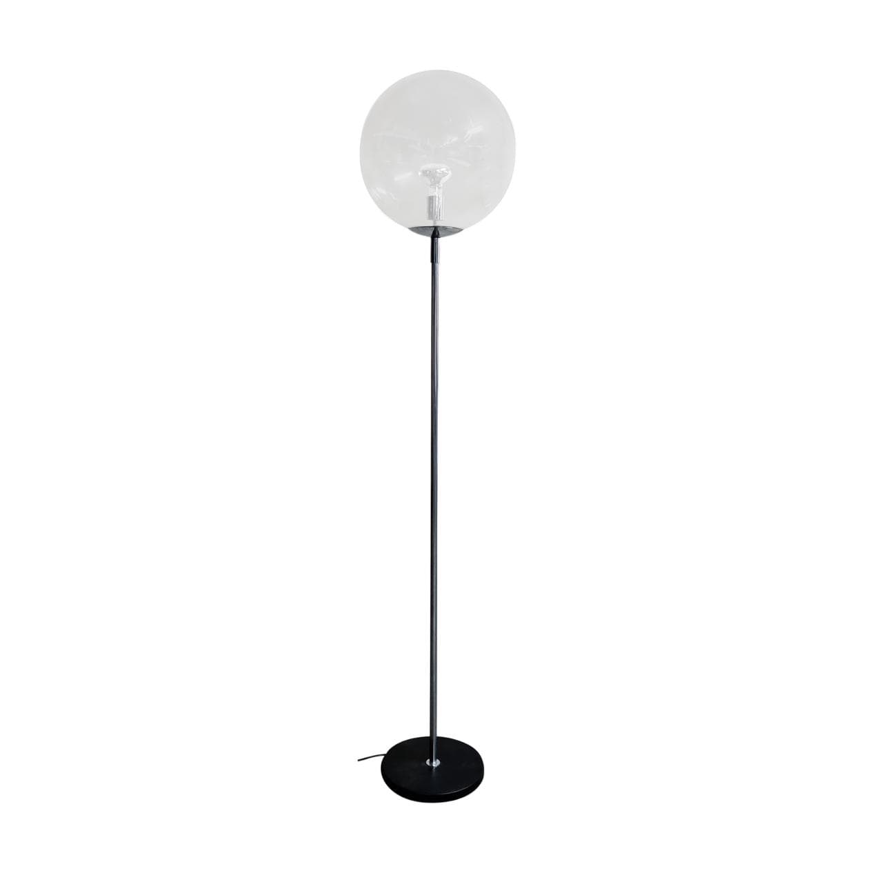 Lampa podłogowa, szare szkło, metal czarny, Holandia, lata 70.