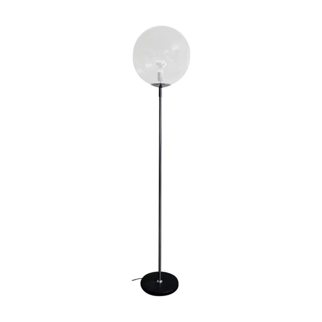 Lampa podłogowa, szare szkło, metal czarny, Holandia, lata 70. - WYMIARY