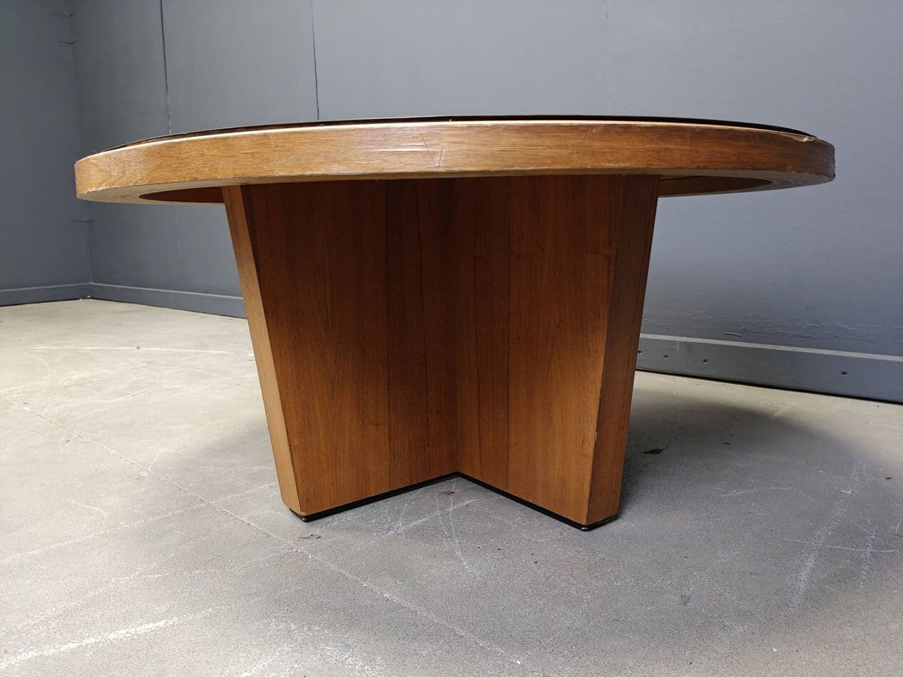 Stolik kawowy, mosiądz złoty, drewno, Dania, lata 60. - 268000