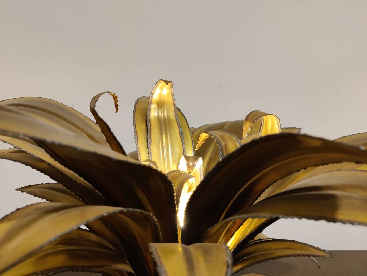 Lampa stołowa Flower, złoty, mosiądz, Maison Jansen, Francja, lata 70. - 267960