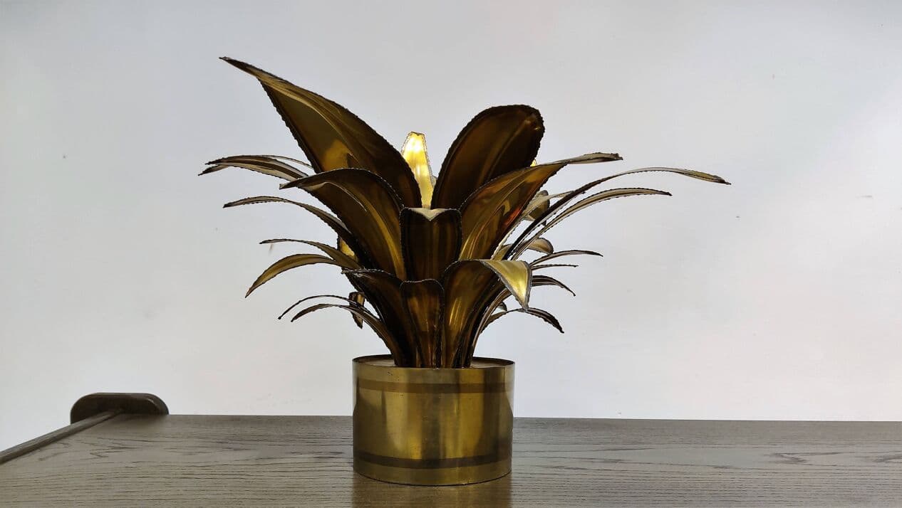 Lampa stołowa Flower, złoty, mosiądz, Maison Jansen, Francja, lata 70. - 267961