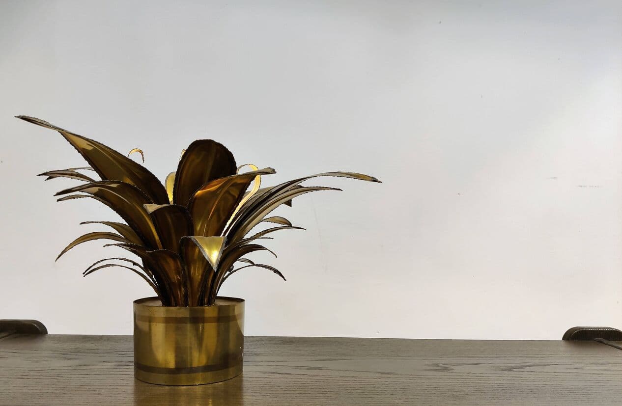 Lampa stołowa Flower, złoty, mosiądz, Maison Jansen, Francja, lata 70. - 267962