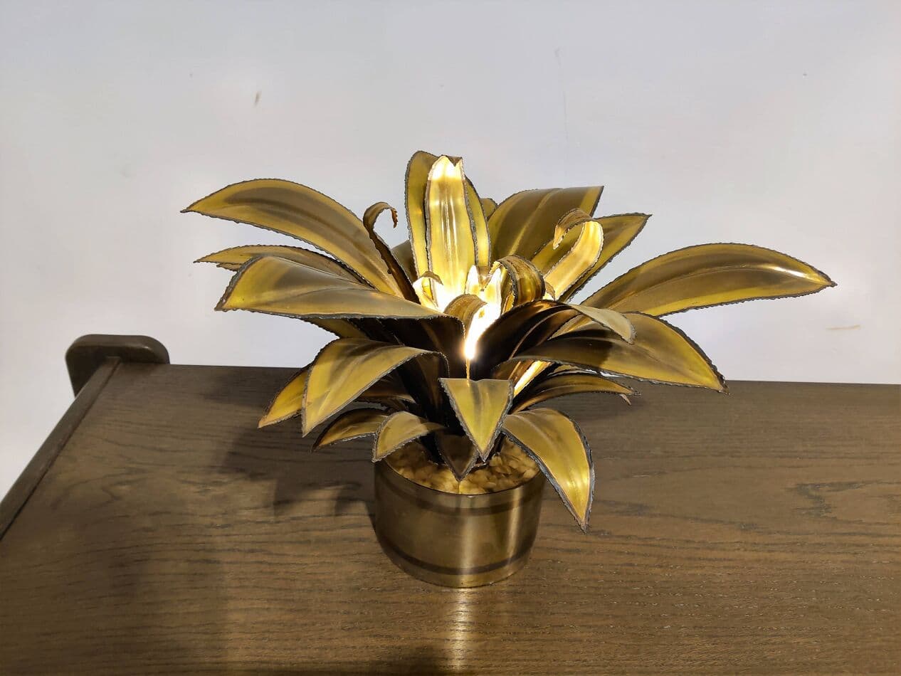 Lampa stołowa Flower, złoty, mosiądz, Maison Jansen, Francja, lata 70. - 267957