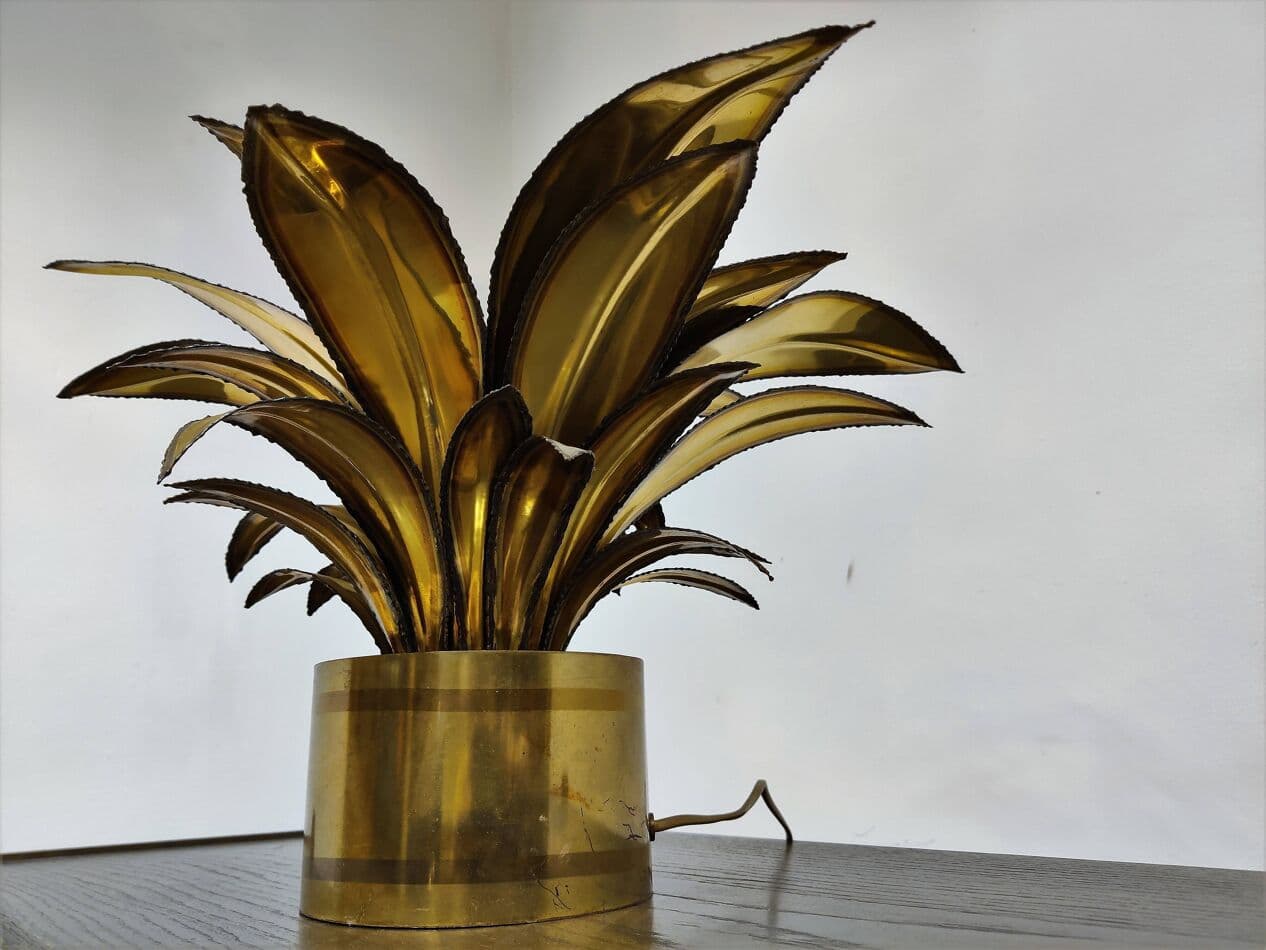 Lampa stołowa Flower, złoty, mosiądz, Maison Jansen, Francja, lata 70. - 267964
