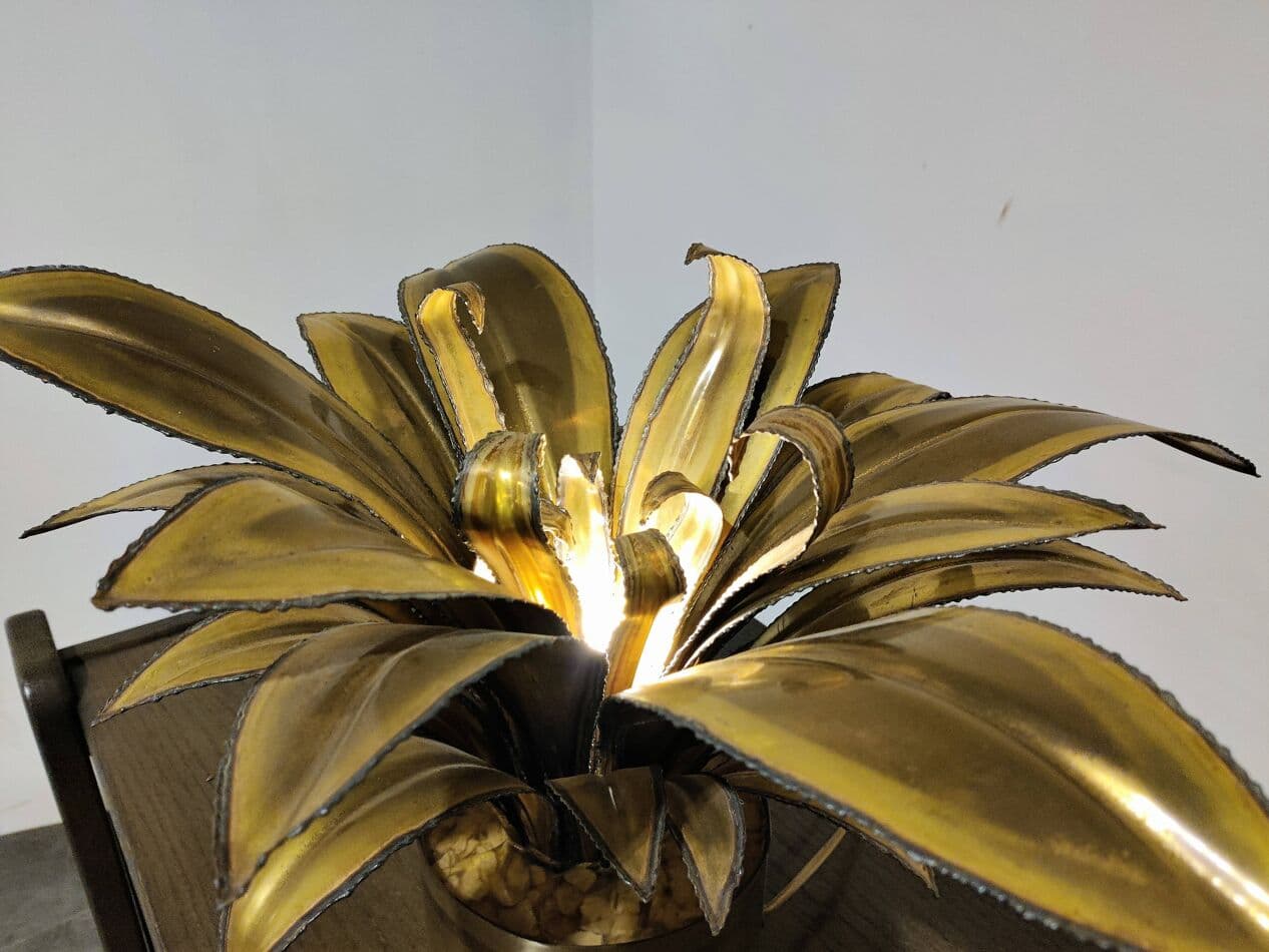 Lampa stołowa Flower, złoty, mosiądz, Maison Jansen, Francja, lata 70. - 267956