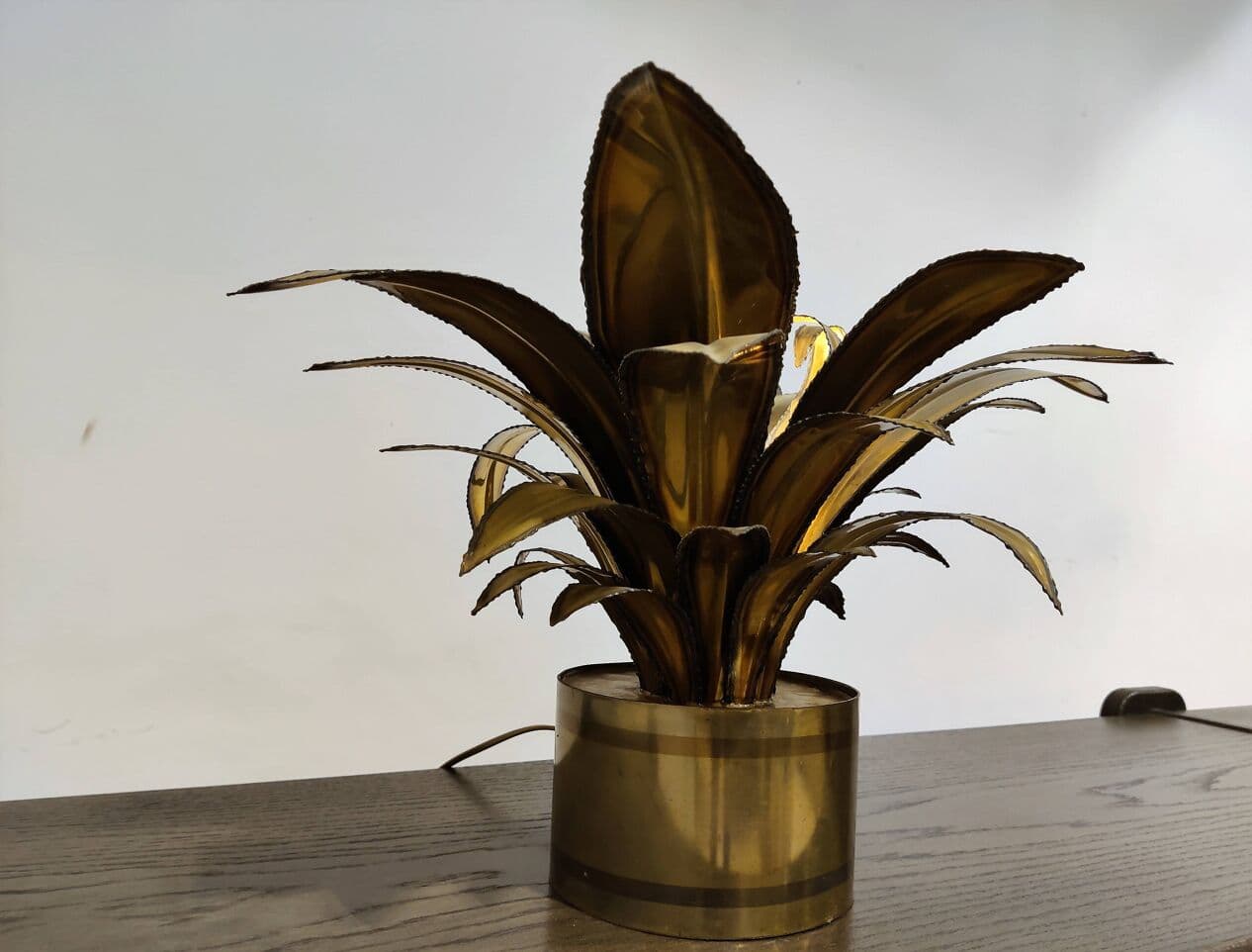 Lampa stołowa Flower, złoty, mosiądz, Maison Jansen, Francja, lata 70. - 267965