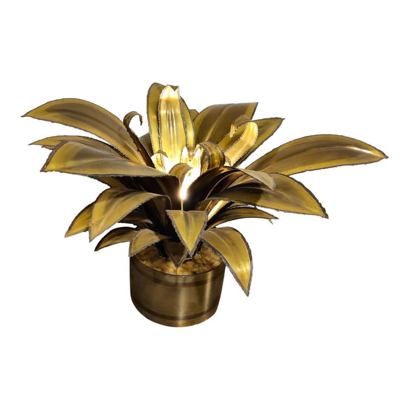 Lampa stołowa Flower, złoty, mosiądz, Maison Jansen, Francja, lata 70.