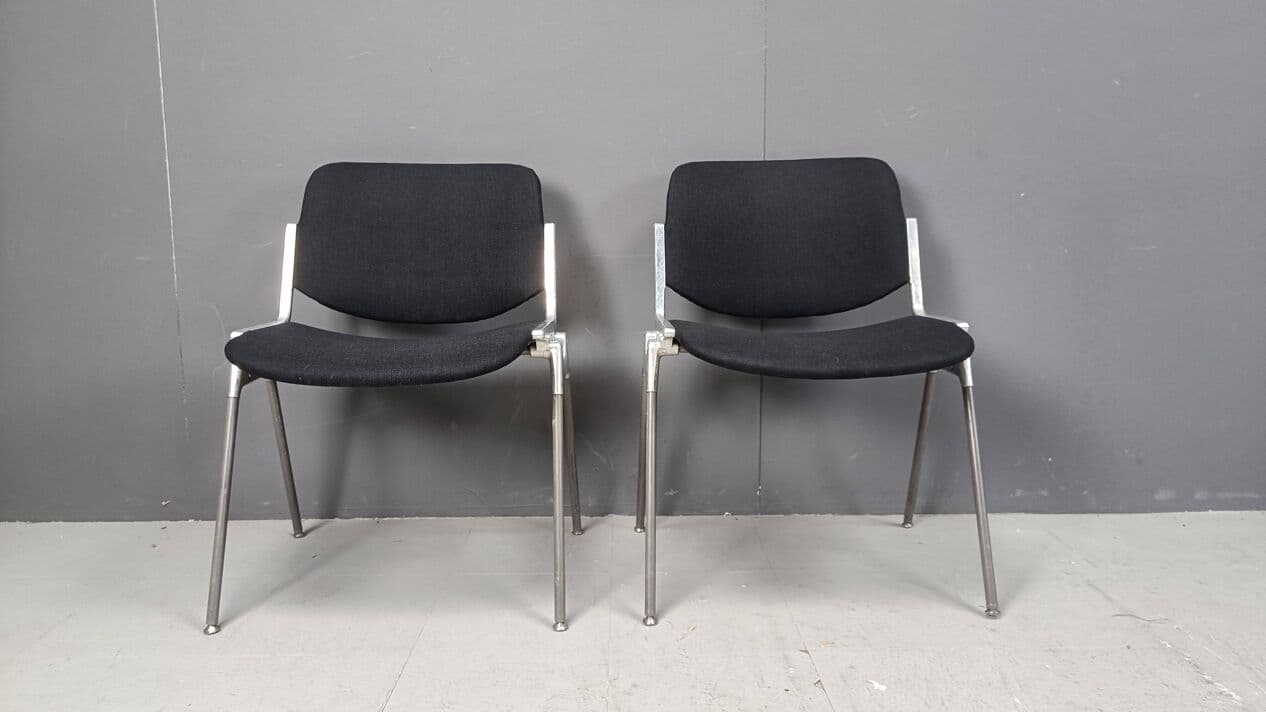 Set of eight chairs Dsc 106, black fabric, chrome, by G. Piretti, Castelli, Italy, 1970s. - 267936