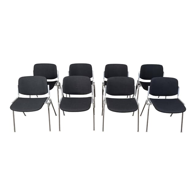 Set of eight chairs Dsc 106, black fabric, chrome, by G. Piretti, Castelli, Italy, 1970s. - DIMENSION