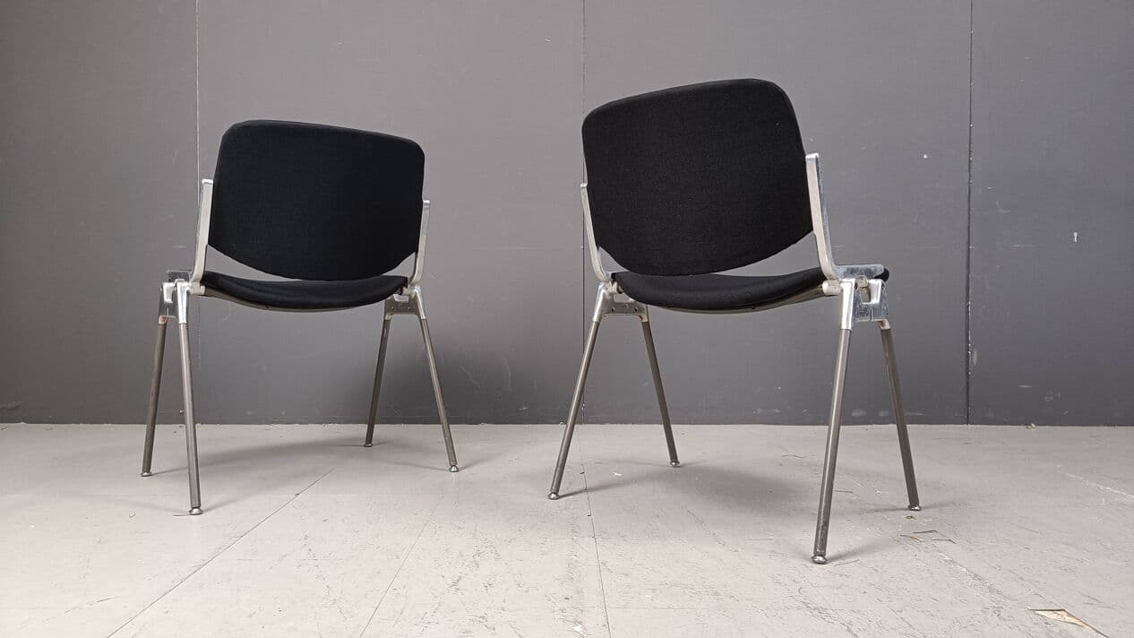 Set of eight chairs Dsc 106, black fabric, chrome, by G. Piretti, Castelli, Italy, 1970s. - 267930