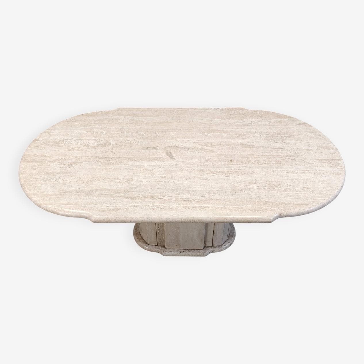 Dining Table Oval, beige travertine, Italy, 1970s - 267920