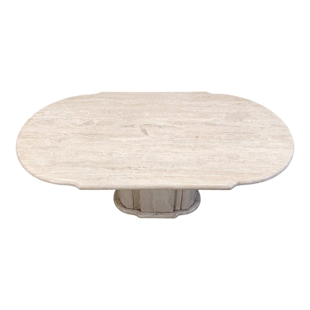 Dining Table Oval, beige travertine, Italy, 1970s