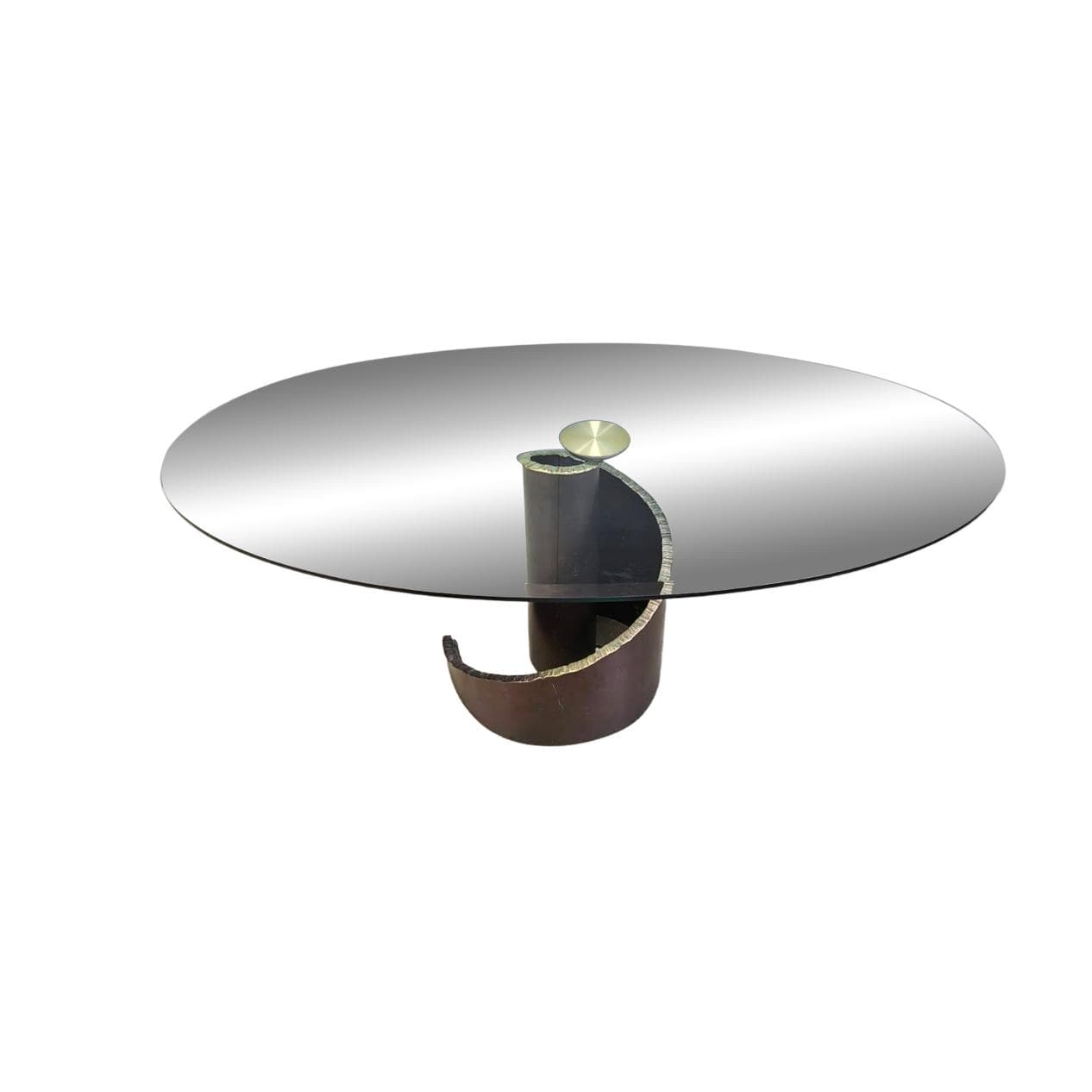 Stół jadalniany, szkło szare, brąz, proj. M. Barilone, Roche Bobois, Francja, lata 90.