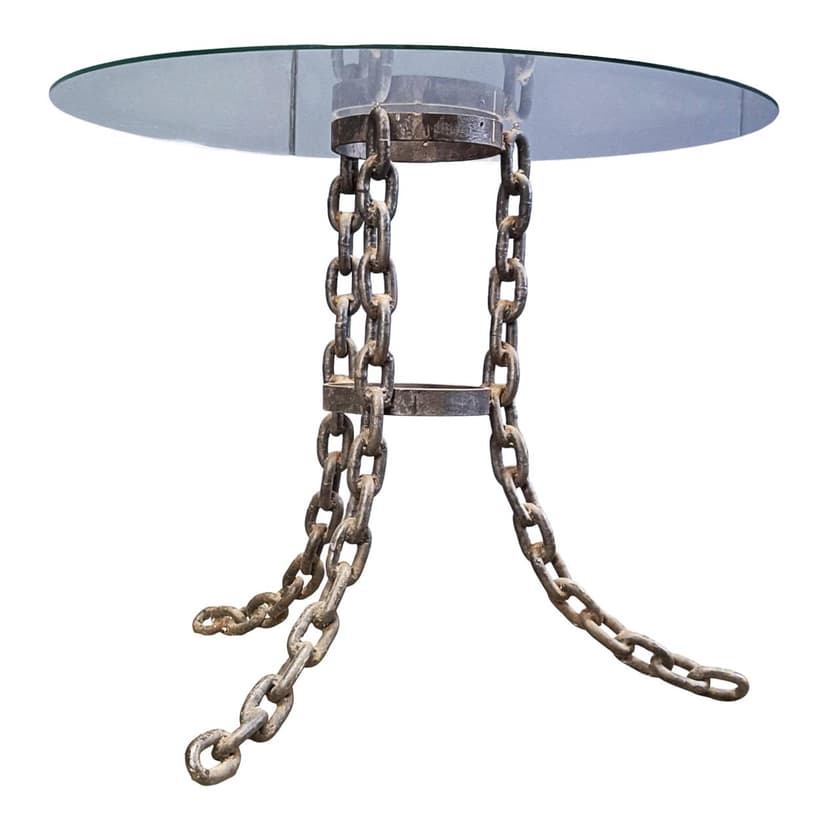 Coffee Table Brutalist, clear glass, grey metal, Belgium, 1970s