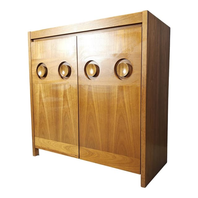 Barek brutalistyczny, brązowy, drewno, Belgia, lata 70. - WYMIARY