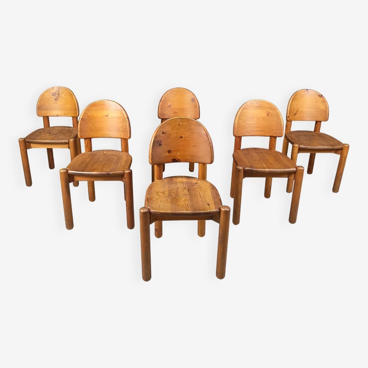 Zestaw sześciu krzeseł jadalnianych, sosna brązowa, Dania, lata 80. - 267799