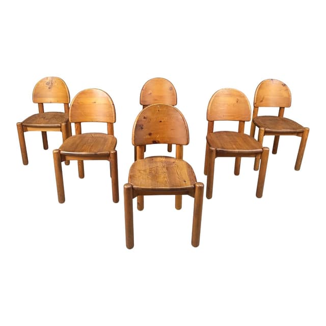 Zestaw sześciu krzeseł jadalnianych, sosna brązowa, Dania, lata 80. - WYMIARY