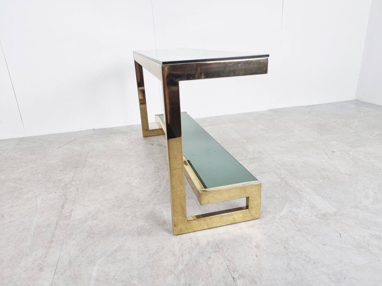 Konsola Belgochrom, złoty, mosiądz szkło, Belgia, lata 70. - 267793