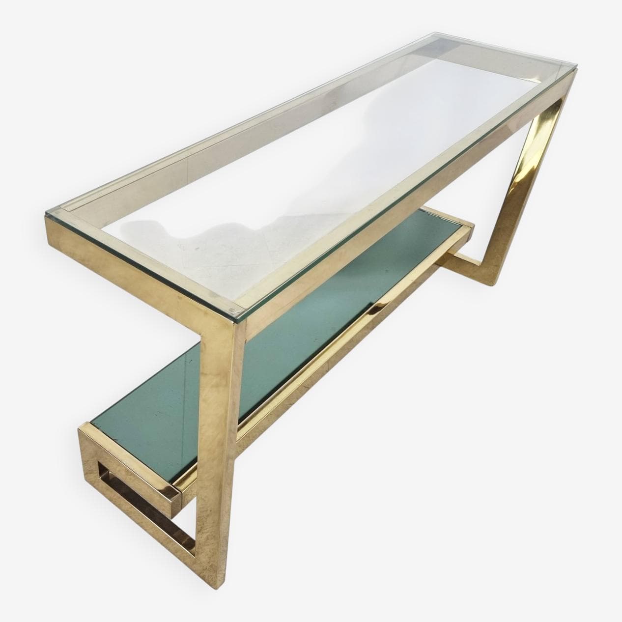 Konsola Belgochrom, złoty, mosiądz szkło, Belgia, lata 70. - 267787