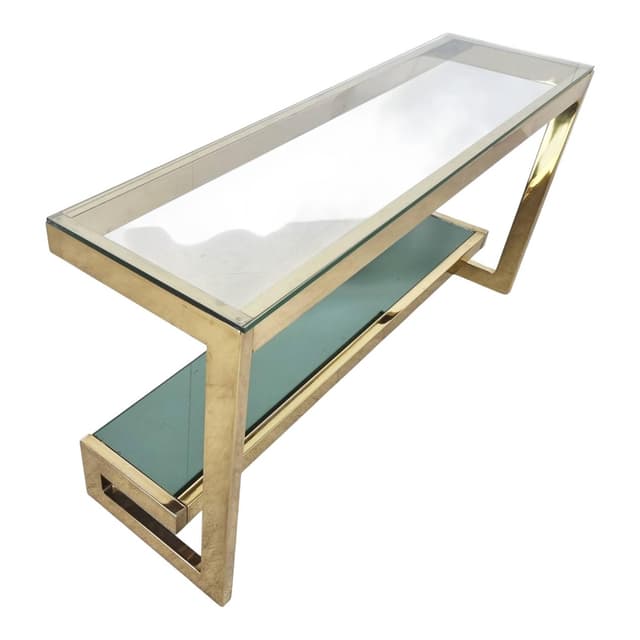 Konsola Belgochrom, złoty, mosiądz szkło, Belgia, lata 70. - WYMIARY