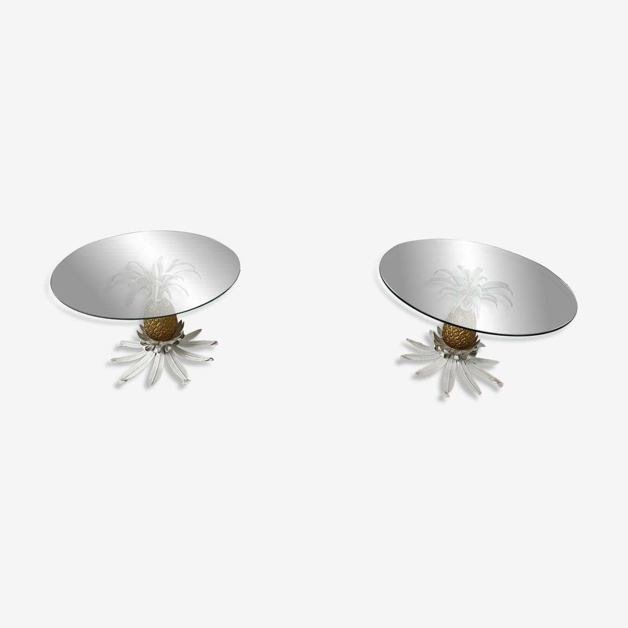 Para stolików bocznych, ananas, szkło, metal złoty, proj. H. Kögl, Niemcy, lata 60. - 267765