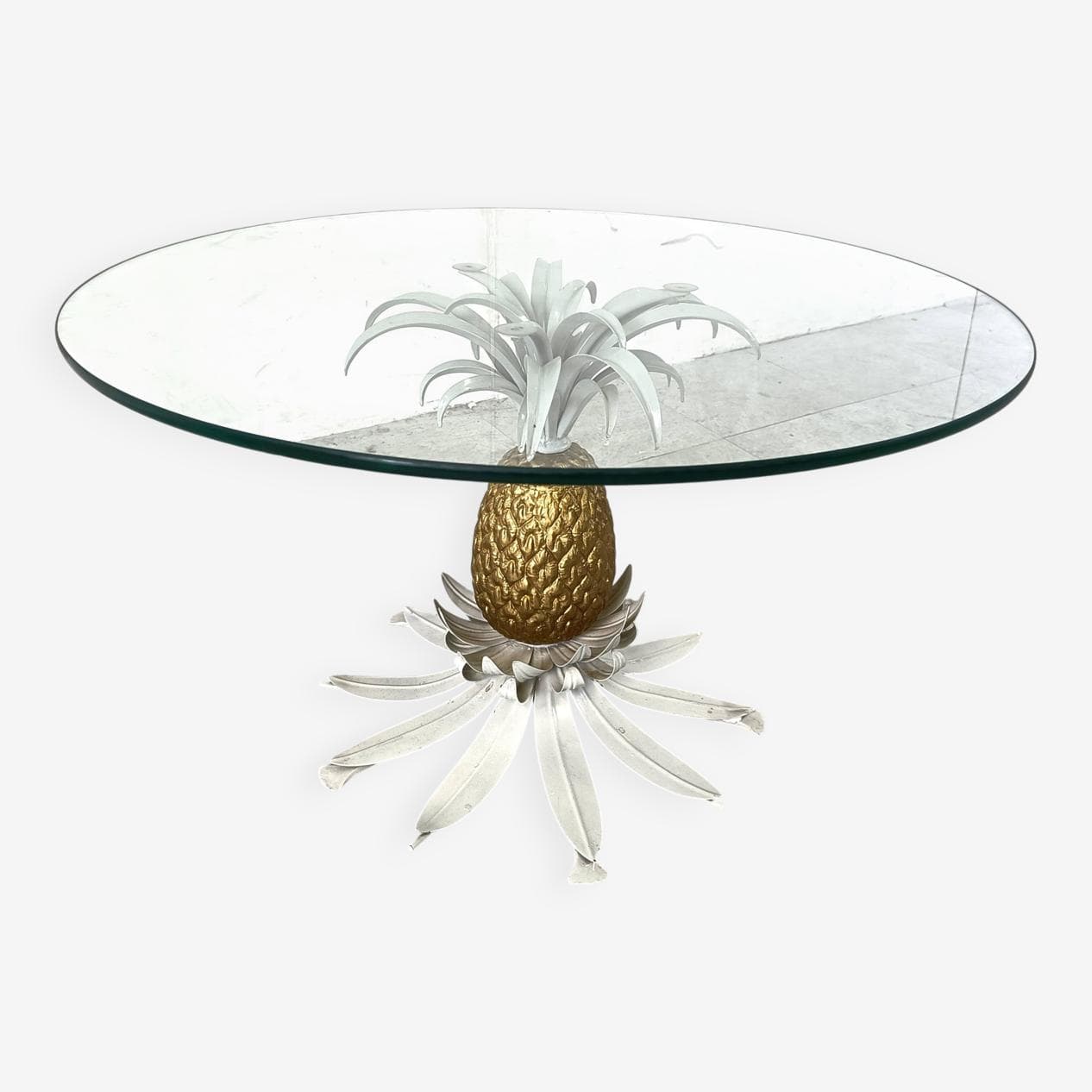 Para stolików bocznych, ananas, szkło, metal złoty, proj. H. Kögl, Niemcy, lata 60. - 267763