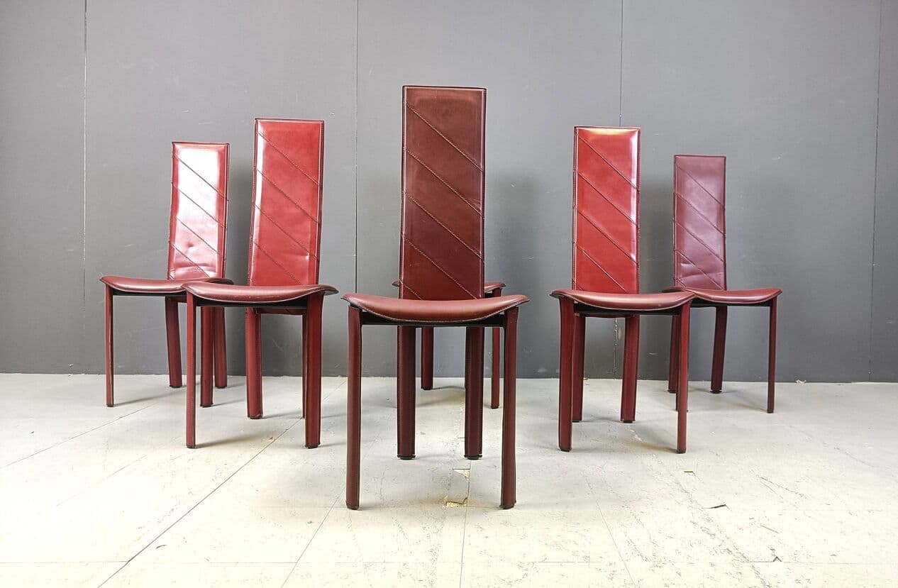 Set of six chairs, multicolor, synthetic leather, Italy, 1980s. - 267731