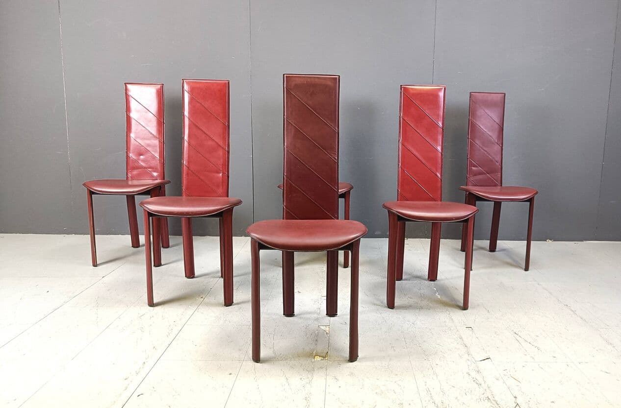 Set of six chairs, multicolor, synthetic leather, Italy, 1980s. - 267730
