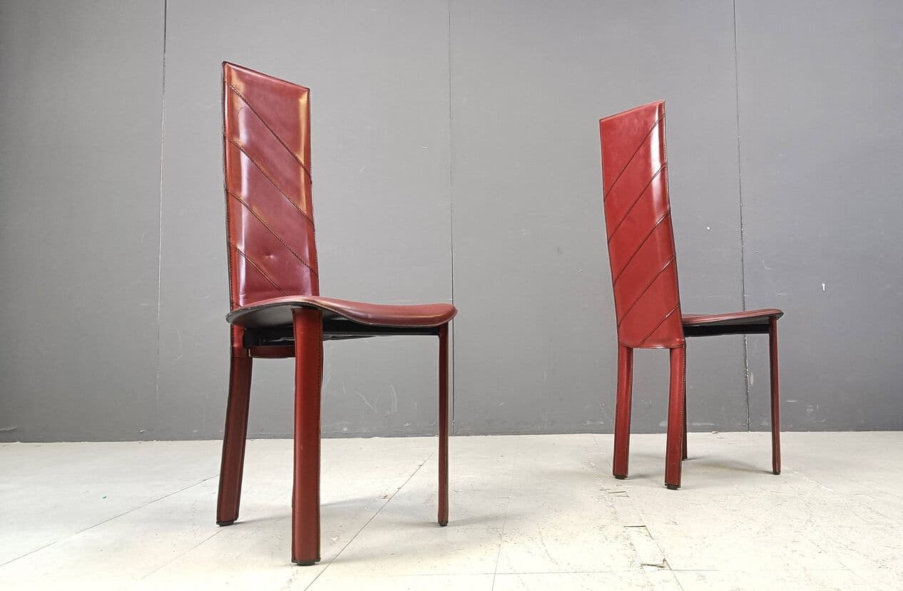 Set of six chairs, multicolor, synthetic leather, Italy, 1980s. - 267737