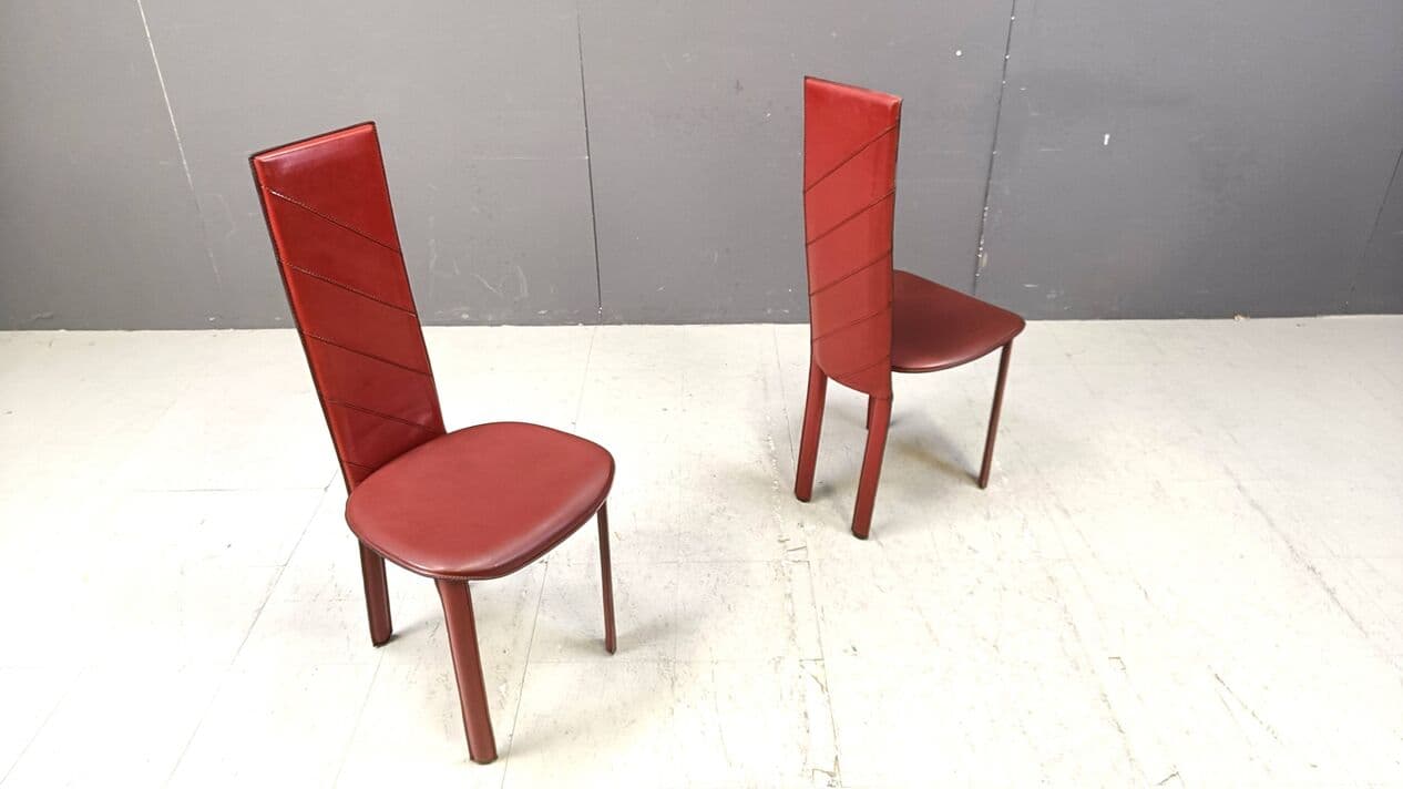 Set of six chairs, multicolor, synthetic leather, Italy, 1980s. - 267727
