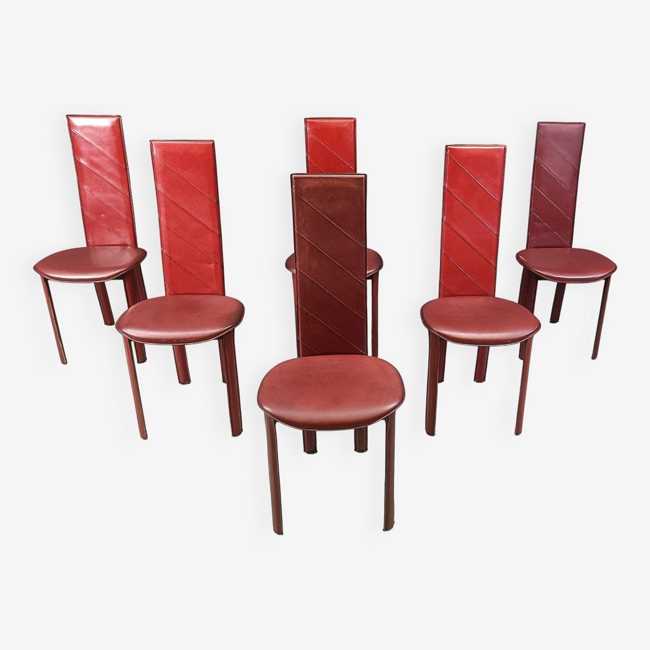 Set of six chairs, multicolor, synthetic leather, Italy, 1980s. - 267729