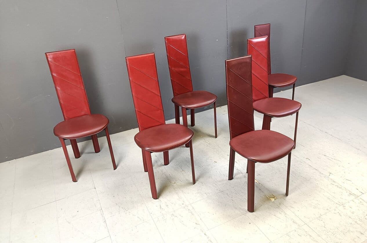 Set of six chairs, multicolor, synthetic leather, Italy, 1980s. - 267733