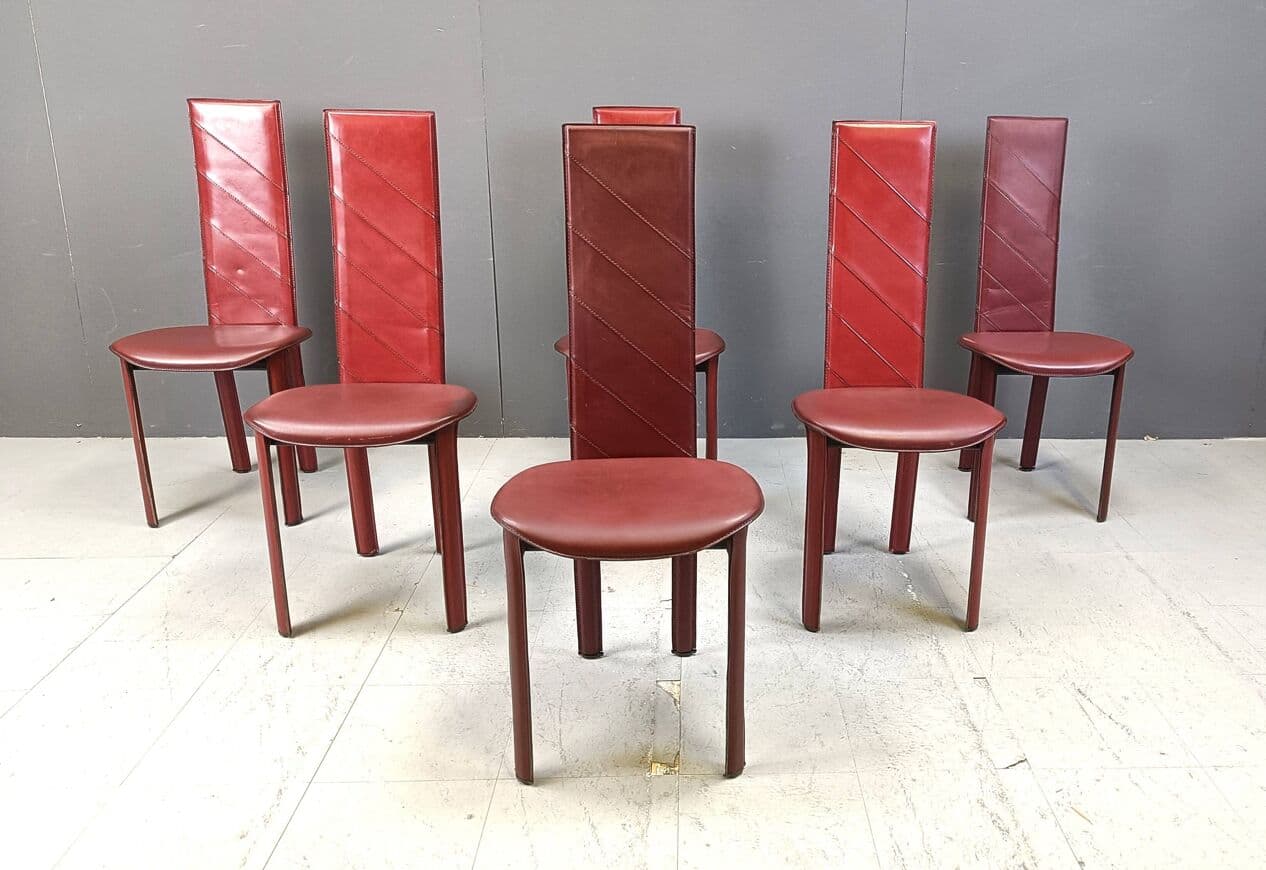 Set of six chairs, multicolor, synthetic leather, Italy, 1980s. - 267726