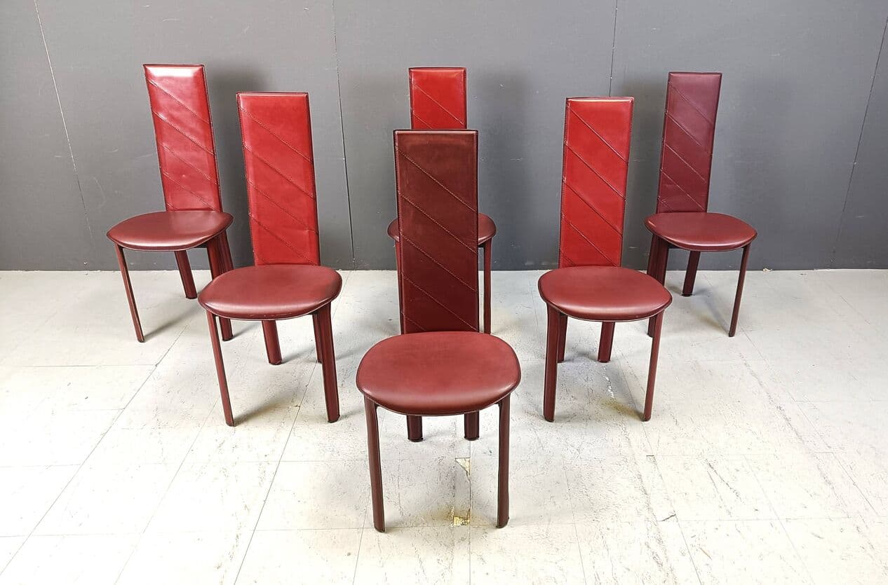 Set of six chairs, multicolor, synthetic leather, Italy, 1980s. - 267728