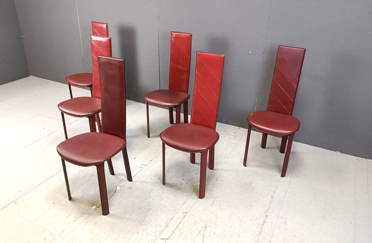 Set of six chairs, multicolor, synthetic leather, Italy, 1980s. - 267732