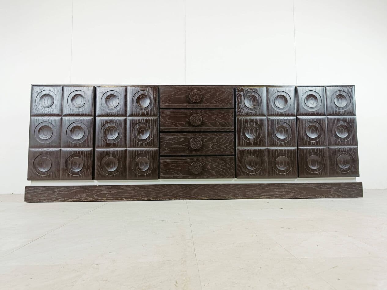 Kredens brutalistyczny, brązowy, drewno, Belgia, lata 70. - 267704